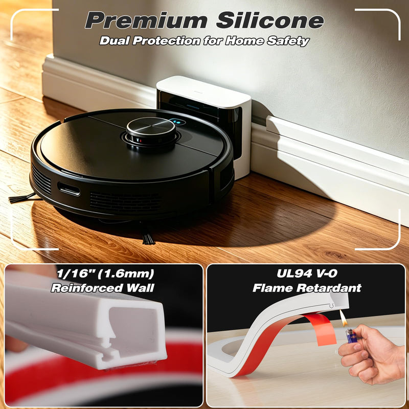 Esufeir Silicone Mini Cord Hider,Side-Opening Cord Cover for 1 Wire On Wall | Self Adhesive Flexible Cable Hider Raceway for Wall Mounted TV,Camera,Speaker Wires- Cuttable & Bendable (39''-White) White(fit 1 cable) 39 in