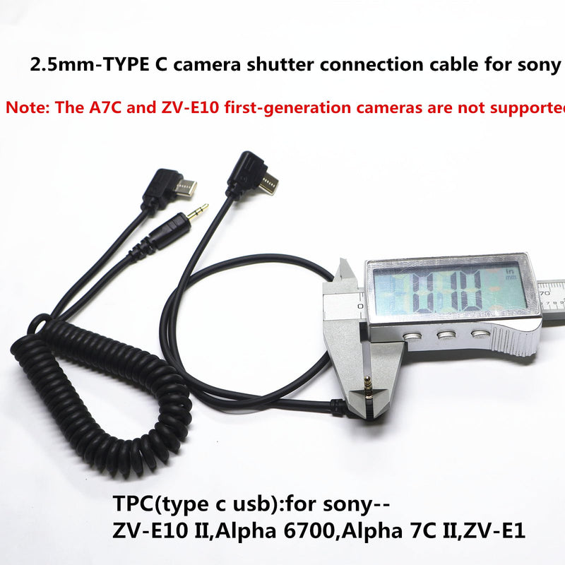 2.5mm-Type c USB for Sony A7CII Shutter Release Cable to A7V/ a7CR/ a7c ii/A6700/ZV-E1/ZV-E10 II 13.8in Flash Starter Remote Control Accessory Wire(2.5mm-Type c Cable 2pcs) 2.5-TPC SY