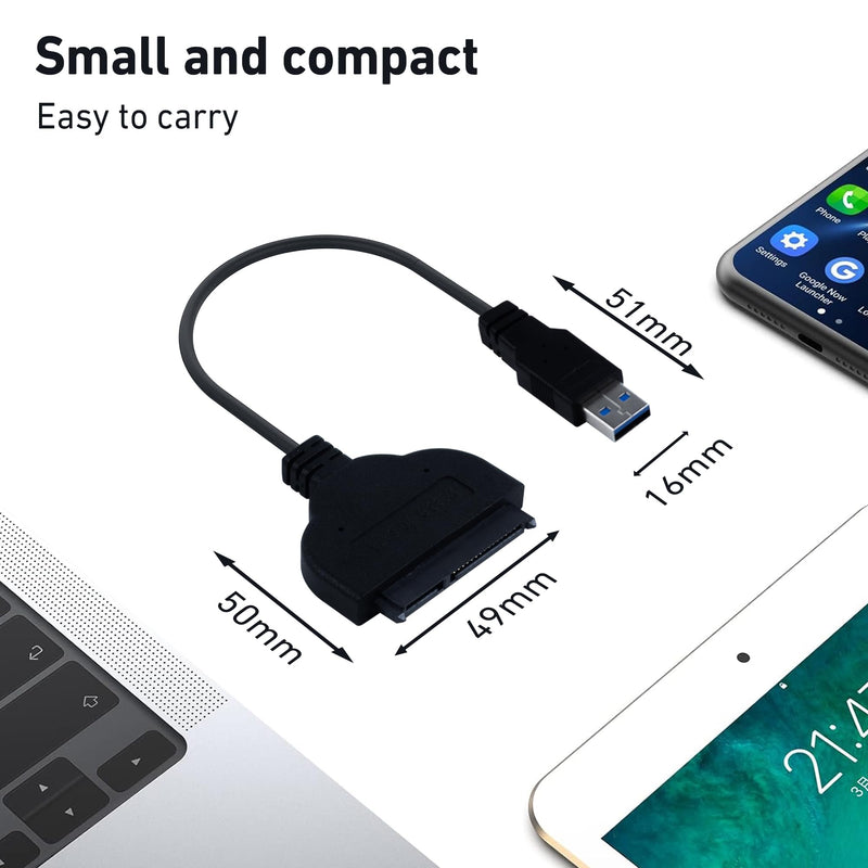 SATA to USB，Sata to USB Adapter，SATA to USB Cable for 2.5 inch HDD and SSD 5Gbps Superspeed Compatible with USB 2.0 1.1 Older SATA Connector