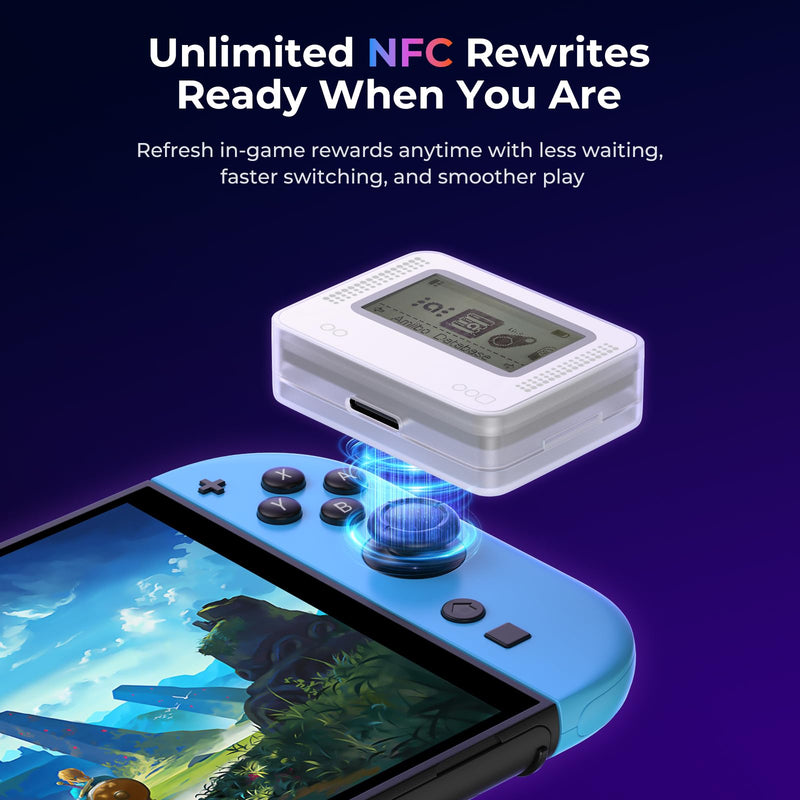 Allmiibo Ultra NFC Emulator with 4000+ Built-in Files for Nintendo Switch | Unlimited Scans, 1.2-in LCD, Auto UID Regeneration, USB-C Charging, Works with Wii U and 3DS White