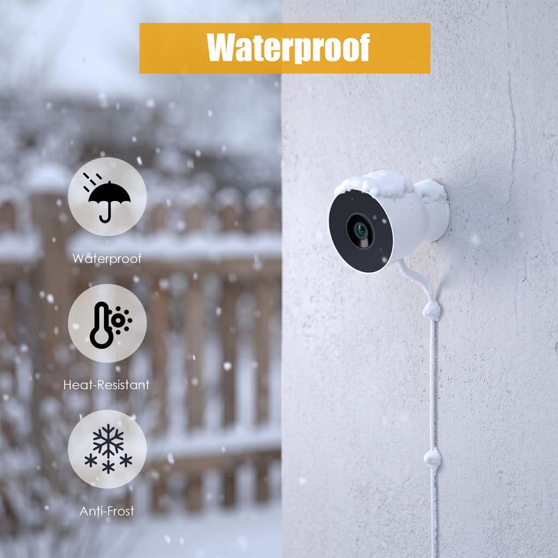 2 Pack Power Cable for Google Nest Cam Outdoor(Wired, 2nd Gen) | 18FT/5.5M Weatherproof Charging Cable(without adapter),Works with Google Home - 2025 Model - Snow|5V 2A Outdoor Charger Cable 2