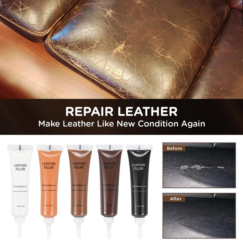 Vinyl and Leather Repair Kit, Black Vinyl Repair kit for Car Interiors, Furniture, Couches,Shoes,Restore Leather Scratch, Tears & Burn Hole 2 Black Color