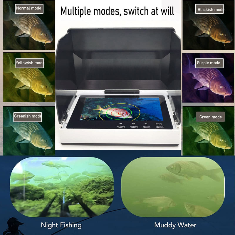 5" Underwater Fishing Camera,Portable LCD Monitor HD Fish Finder, IP67 Waterproof Camera 800 * 480 with Sun Visor,2000cd Brightness Depth Camera with 30m/98.4ft Cable Fit Ideal Gift