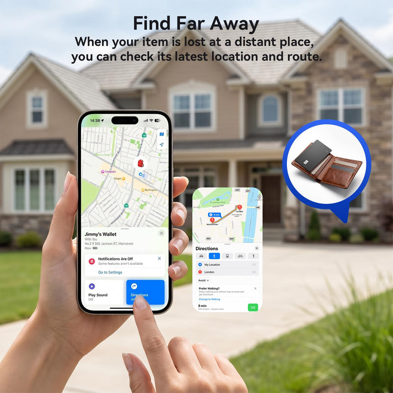 eirix 2 Pack Wallet Tracker Card (iOS and Android) Ultra Slim 0.07in IP68 Waterproof Rechargeable Work with Apple Find My & Google Find Hub, Item Locator for Card Holder,Passports,Money Clips