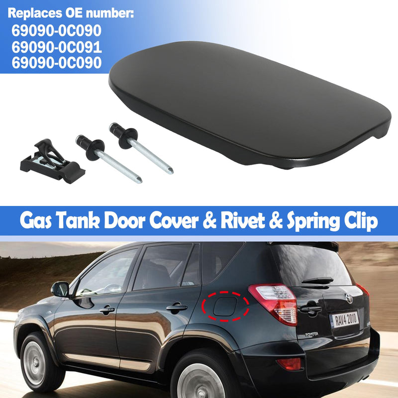 Fuel Filler Door Lid Cover with Rivet with Spring Clip for Toyota RAV4 2006-2012 Replace 77350-42070 Gas Tank Cover Cap