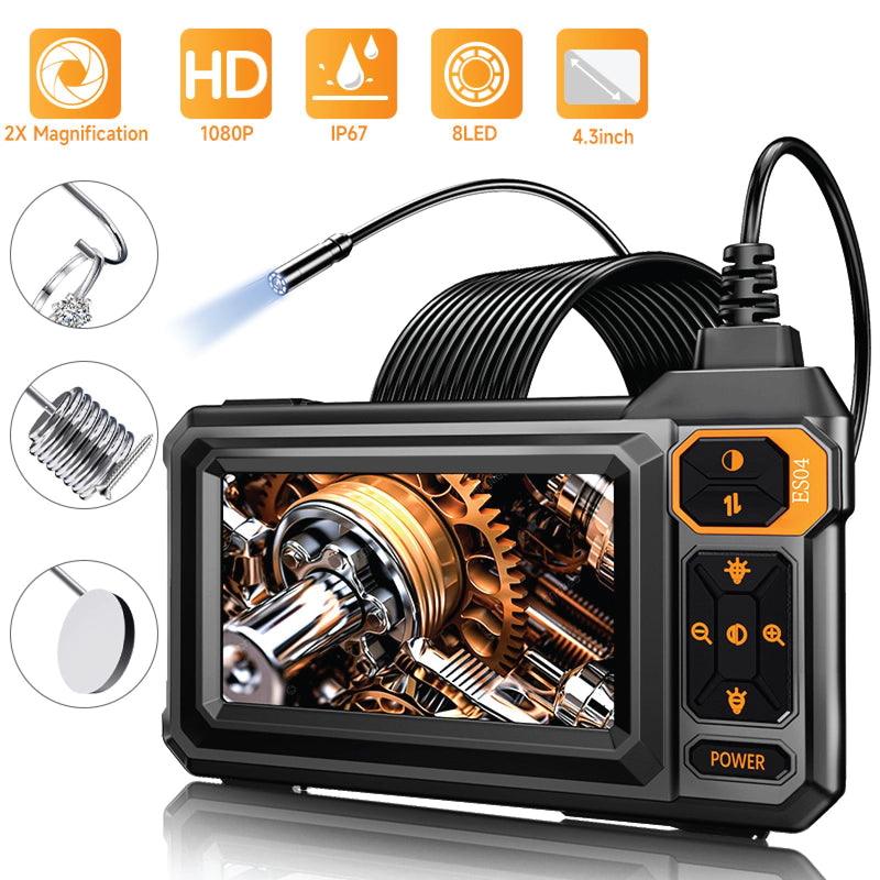 Endoscope Camera with Light, Borescope Inspection Camera 16.5 FT with 4.3 Inch HD Display, 1080P Snake Camera 8 LEDs IP67 Waterproof 1800mAh, for Automotive Pipe Plumbing HVAC Wall Inspection | 1080P snake camera, 8 LED lights, IP67 waterproof probe, 1...