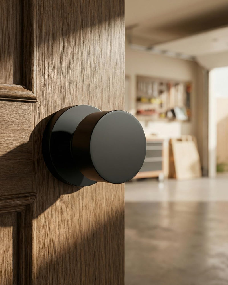 Goldenwarm Black Closet Door Knobs, Zinc-Alloy Matte Black Interior Passage Door Knobs, Heavy Duty Round Indoor Doorknobs, Interior Doorknobs for Closet, Hallway, 1 Pack