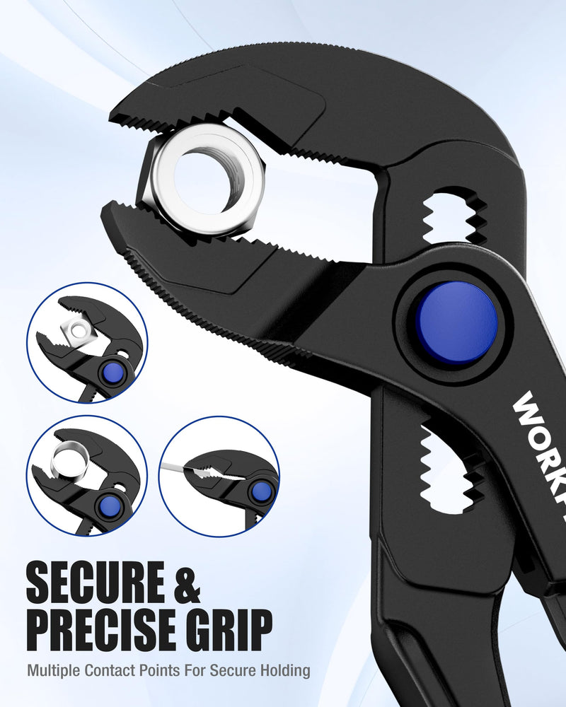 WORKPRO 2-Piece Mini Pliers Set with Pouch, 4-Inch Water Pump Plier & 4.5-Inch Long Nose Slip Joint Plier, Heavy-Duty Alloy Steel Mini Adjustable Plier, EDC Pliers for Tight Spaces & Versatile Use Black 2PCS-Long Nose & Water Pump Pliers