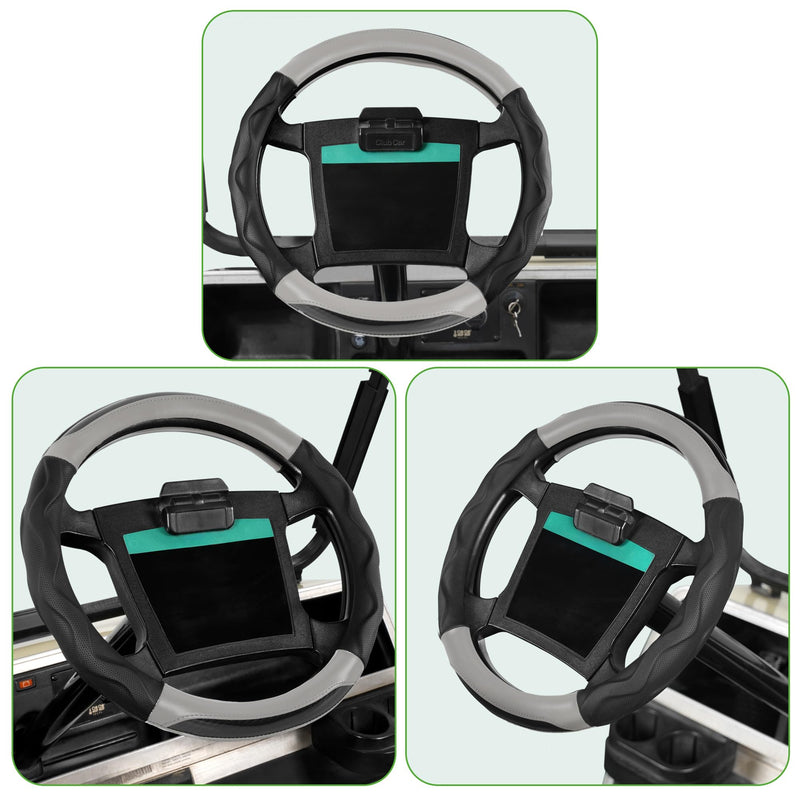 10L0L Golf Cart Steering Wheel Cover for Yamaha, Club Car DS & Precedent, 14 Inch Black Gray
