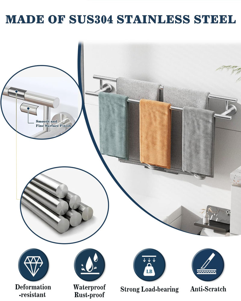 Alise Double Towel Bar Brushed Nickel,32" Towel Racks for Bathroom Wall Mounted,Bathroom Towel Rack SUS304 Stainless Steel Bathroom Towel Holder Quick Drying Hand Towel Holder Towel Bar for Walls 32-Inch (2-Bars)