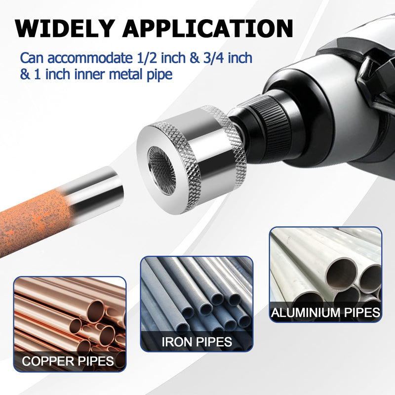 1/2" 3/4" 1" Metal Copper Pipe Cleaner Set - with Replaceable Blades, Tube Cleaning Brush for Power Drill, Removing Stains and Paint from Copper Pipes and Various Metal Pipes