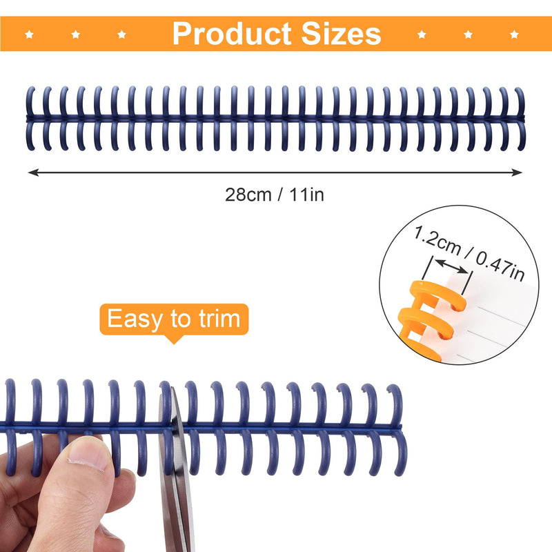 15 Pack 3/8" Comb Binding Spines Plastic 26 Rings Spiral Binding Coil Multicolors for Binding Machines Teacher Student Study Document Notebook File Planners Making