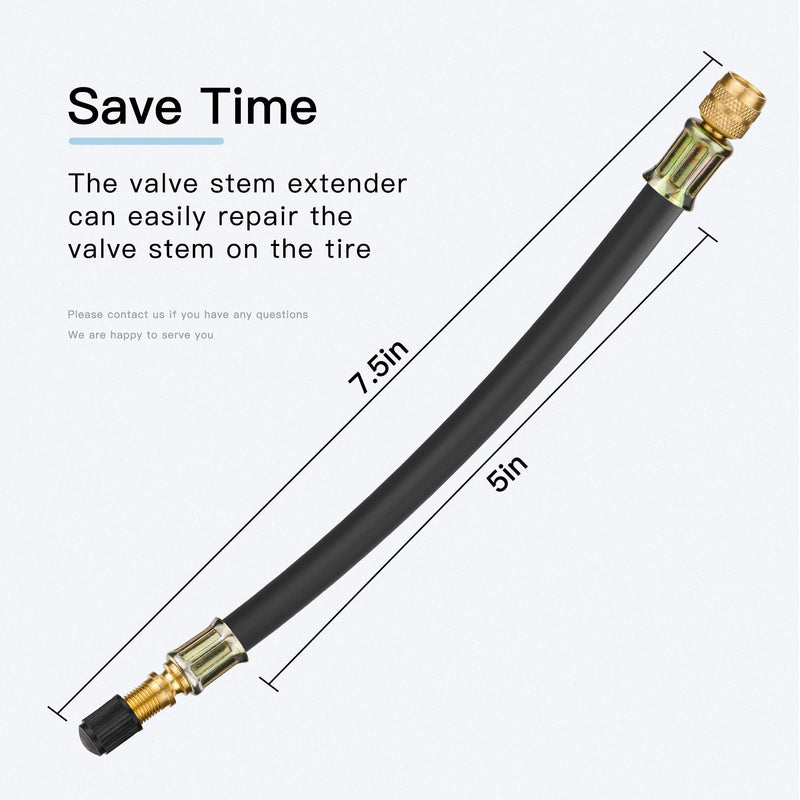 Mellbree 2pcs Valve Stem Extenders, 8.25 Inch Flexible Schrader Tire Valve Stem Extension Compatible for Harleys, RV, Stroller, Bicycles, Motorcycles and Portable Air Compressor 2-PACK