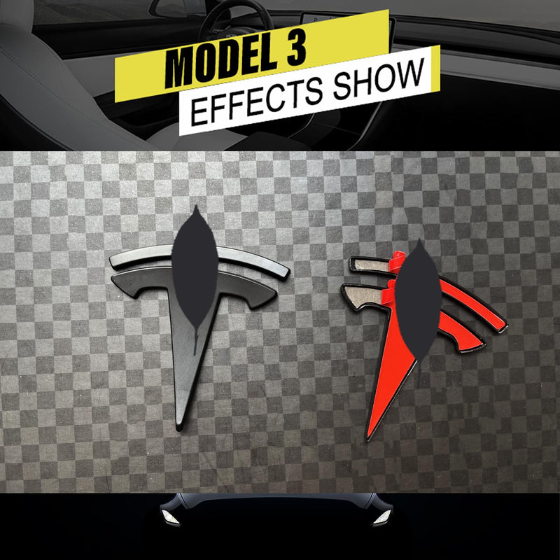 YHCDSEA for Model 3 Emblem Badge Sticker Cover, fit for Model 3 Logo Decals Accessories (Matt Black) M3-Matt Black
