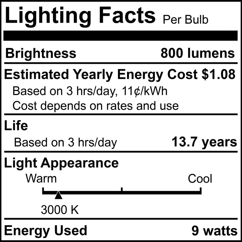 Bulbrite Pack of 12 Item 774235 A19 LED Bulb, 9W, 60W Equiv., Dimmable, 3000K, E26 Base, 120V Soft White Light, A-Type Bulb
