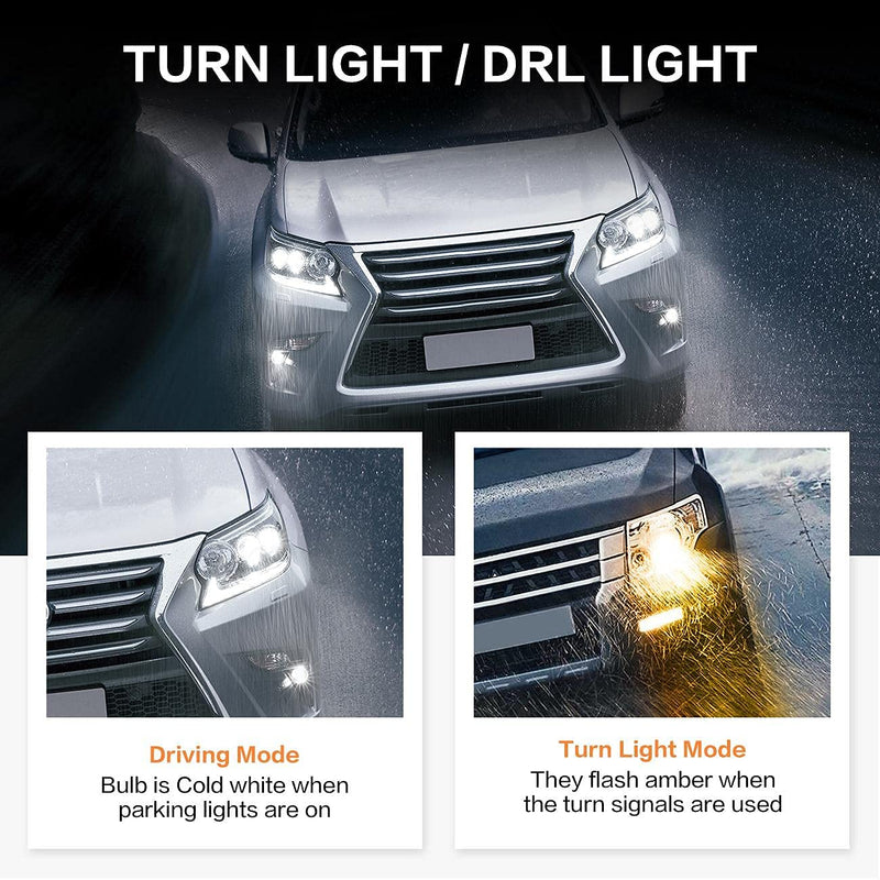Auxbeam 3157 LED Bulbs 3157 3457 4157 Switchback Dual Color Bulbs 300% Brighter White and Amber Bulb for DRL Turn Signal Lights Parking Lights, Need Resistors to Avoid Possible Hyper Flash