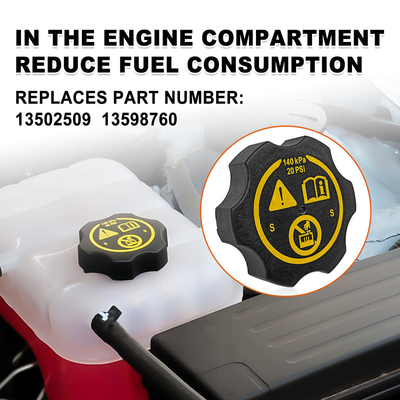 GM Equipment 13502353 Radiator Expansion Tank Cap Coolant Reservoir Cap Replacement Compatible with 2007-2019 Chevy GMC Cadillac Buick Saab Dodge Jeep Replaces 13502509 68249136AA 316702182