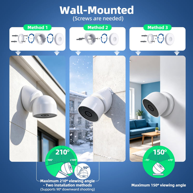 Magnetic Wall Mount/Desk Stand for Google Nest Cam Outdoor/Indoor (Battery) | for Nest Cam Outdoor (wired, 2nd gen), Vertical 90° Downward View, Four Ways to Use