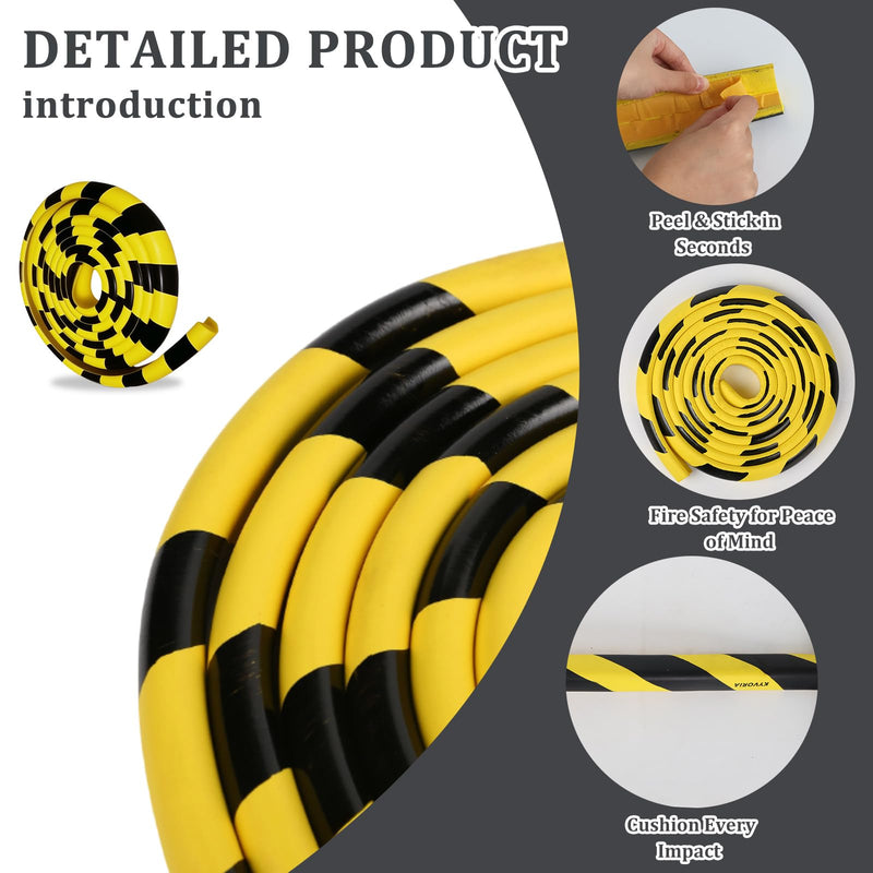  [AUSTRALIA] - Wall Corner Protector 196.9in (5m), Heavy Duty Yellow & Black NBR Rubber Corner Guards, Self Adhesive Safety Bumper Padding for Warehouse Racks, Shelves, Garage & Equipment Protection L-Shaped