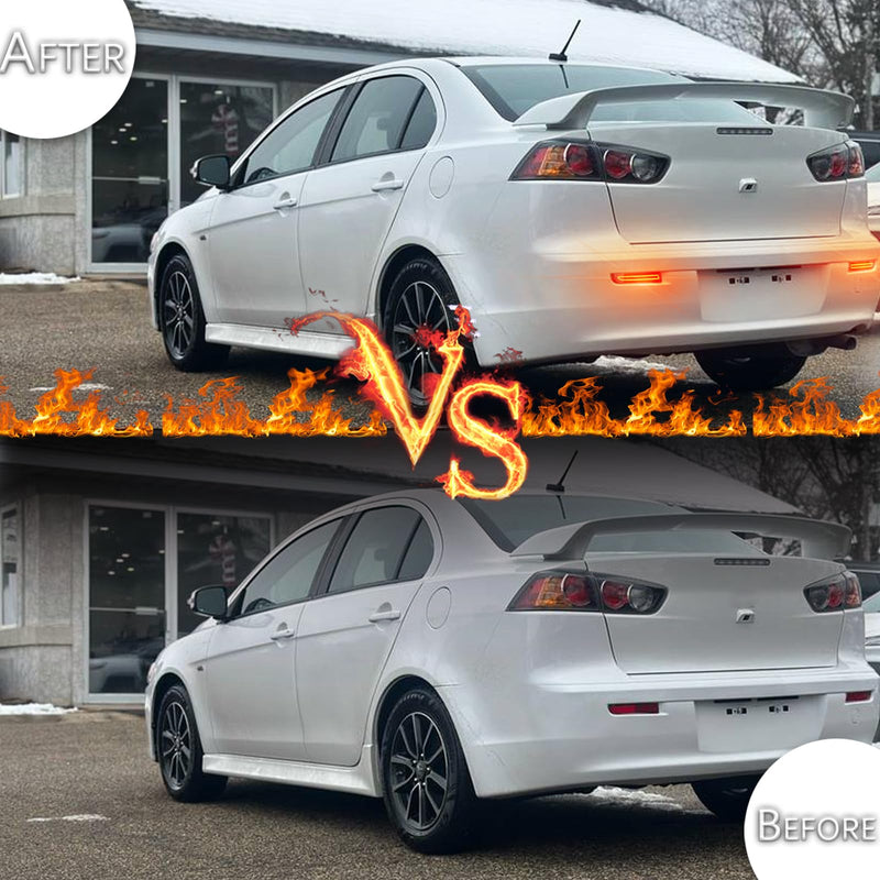 Rear Reflector Bumper Fog Light Assembly kit for Mitsubishi Lancer 2008-2017/Evolution X 2008-2017/Outlander 2011-2012,Turn Signal Light&Brake Light&DRL (SMOKED STYLE) SMOKED STYLE