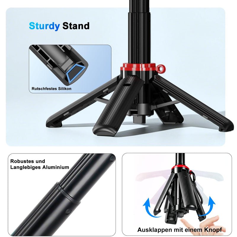 Koolehaoda Magnetic Mini Selfie Stick for MagSafe 4 in 1 Phone Tripod | Extendable Stand with Detachable Phone Clip Wireless Remote Portable Pocket Size for iPhone Android Foldable Compact Travel