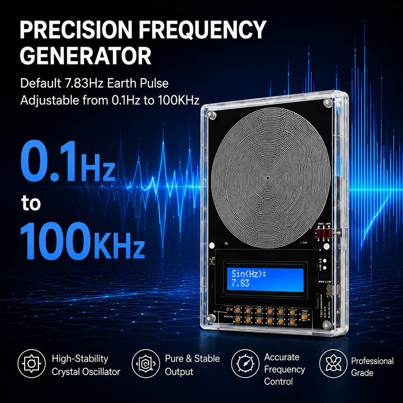 Frequency Generator for Healing 7.83hz Schumann Resonance Generator, Adjustable with Ultra-Soft Acoustic Earphones & Storage Case for Relaxation, Meditation, Focus