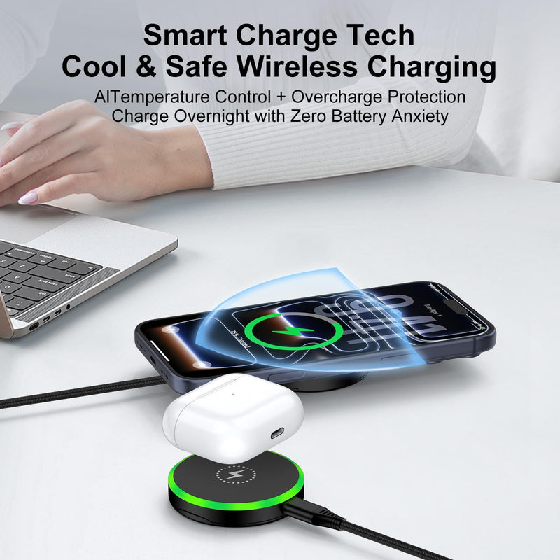 25W Magnetic Wireless Charger Pad for Samsung Galaxy S26 Ultra S26+ S26 S25 Ultra S24 FE S23,MagSafe Charger Station Magnet Wireless Super Fast Charging for iPhone 17 Pro Max 16,Google Pixel 10 Pro XL Black