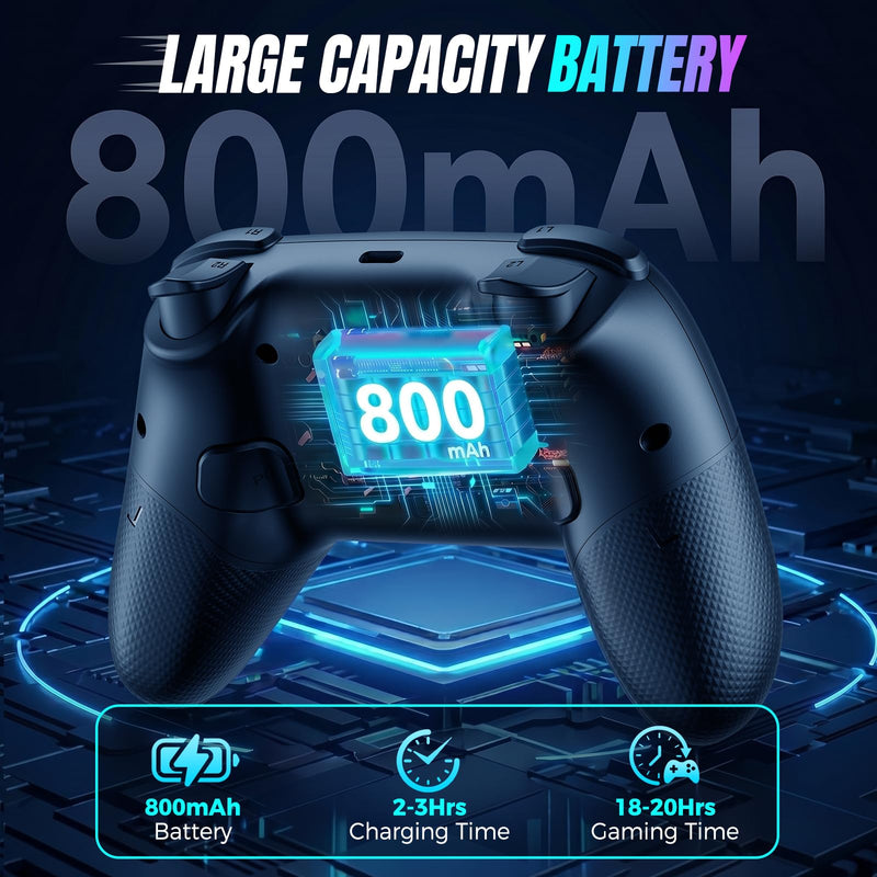 Jexalid 2 Pack Switch Controllers, Wireless Pro Controller for Nintendo Switch/OLED/Switch 2, with RGB Lighting/Back Buttons/Dual Vibration/6-Axis Gyro/Turbo