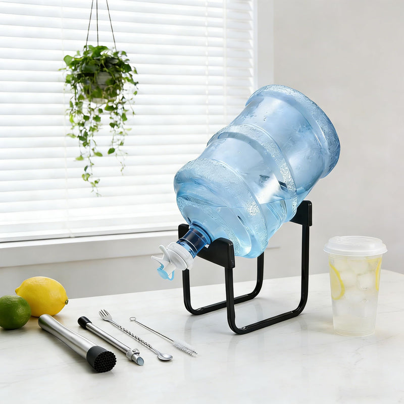 Yoption Lemonade Stand Supplies Tool Kit, Include Muddler, Straw Puncher, Stainless Steel 3-5 Gallon Water Jug Stand, Dispenser Valves, Straw Brush and Mixing Spoon for Lemonade Preparation