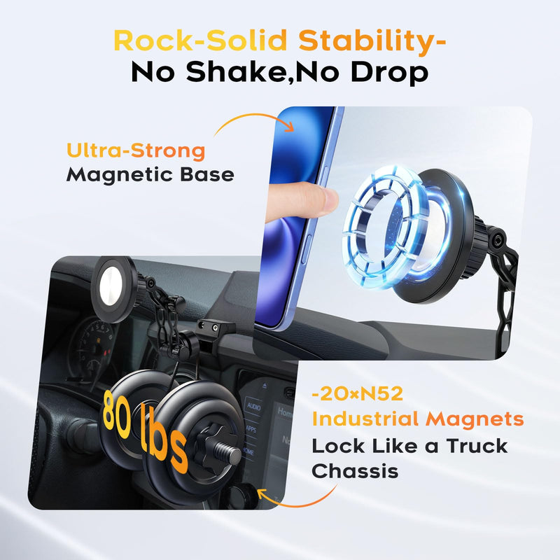 Sunsdrew Magnetic Phone Mount for Toyota Tacoma 3rd Gen 2016-2023, 360 Rotatable and Adjustable, Direct Fit in Dashboard, Phone Holder N52 Magnet Cradle for Toyota Tacoma Accessories