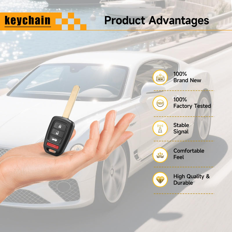 2 Pcs Smart Key Fob Replacement Fits for Honda Civic 2016 2017 2018 2019 2020 Honda Accord 2016-2017 Car Keyless Entry Remote MLBHLIK6-1TA 35118-T2A-A60 433MHz