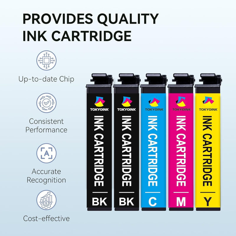 TOKYOINK Remanufactured Replacement for 222 222XL Ink Cartridges Combo Pack | Compatible for Epson Printer XP-5200 WF-2960 Printer Ink Cartridges (5Pack, 2Black, Magenta, Cyan, Yellow)