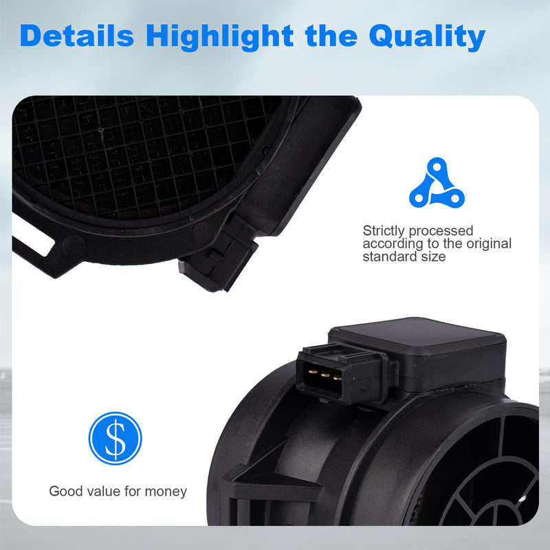 Mass Air Flow Sensor Meter [3-Pins] Compatible with BMW 323i 1999-2000, 325i 2001-2003, 328i 1999-2000, 525i 2001-2003, 528i 1999-2000, 325Ci 2001-2003, 2.5L 2.8L, Replace# 13621432356