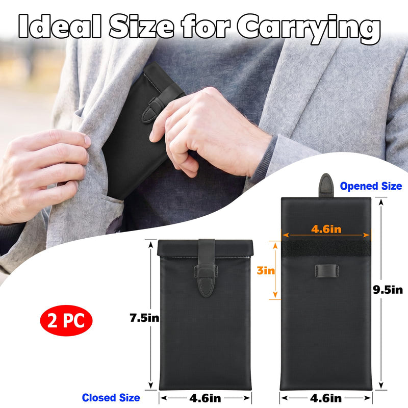 Signal Blocking Case Sleeve for Phones - RFID & WiFi Shielding Pouch for Cell Phone, Key Fob, Passport, ID Card in Travel Commute Work for Anti-Tracking, Privacy & Data Protection, 2 Pcs