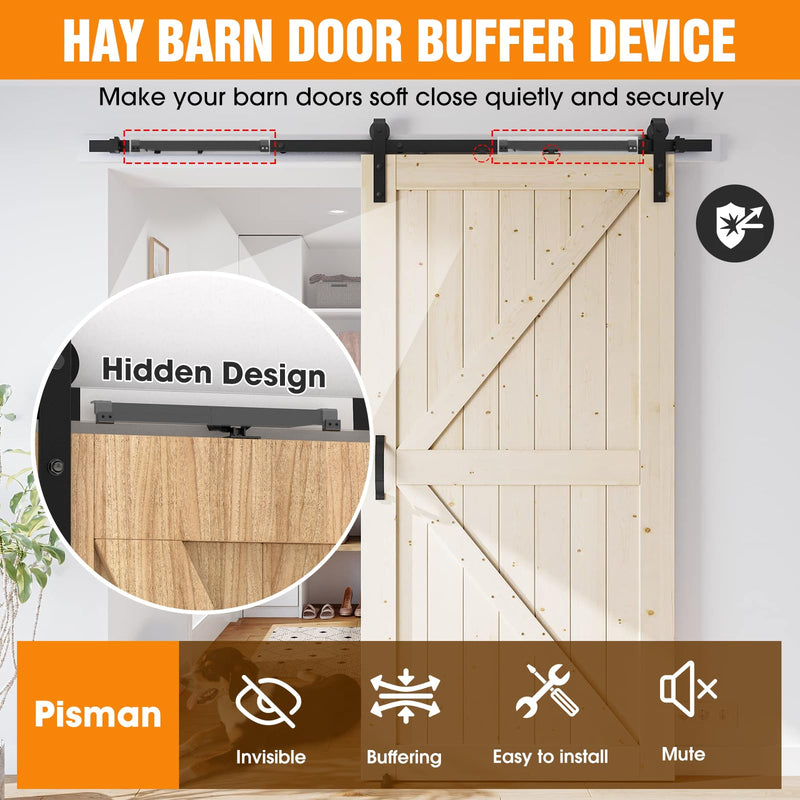 Barn Door Soft Close Kit,Matching 88-132 Pounds Single Door,Barn Door Buffer Damper Stopper is Suitable for Most Flat Track Sliding Door Systems,Upgrade Hole-Free Version, 4PCS Black 4Pcs