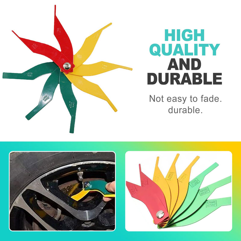8 Pcs Professional Brake Pad Measuring Tool Set, Color Coded SAE & Metric Gauges for Accurate Thickness Measurement, Essential Auto Mechanic Tool for Cars & Trucks
