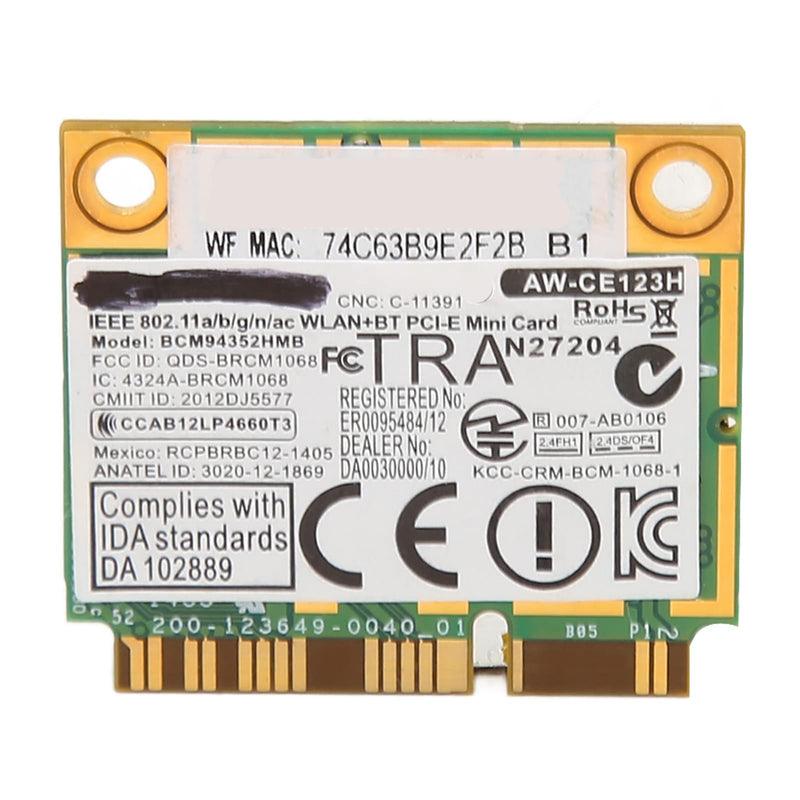 EBTOOLS MiniPCIE Network, AW CE123H BCM94352HMB miniPCIE Network Adapter, 1200Mbps 2.4G 5G Band, with Bluetooth 4.0, for 8, 10, 11, for OS X