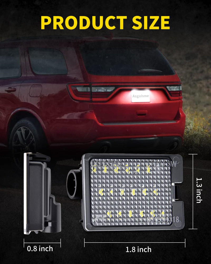 LED License Plate Lights Bright White Tag Lamp Assembly Replacement Compatible with 2014 2015 2016 2017 2018 2019 2020 2021 2022 Dodge Durango, Pack of 2