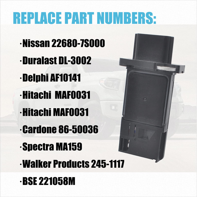 Mass Air Flow Sensor Meter MAF 22680-7S000 Compatible with Nissan Infiniti 04-14 Altima 06-12 Sentra 03-09 350Z 2005-2019 Frontier 09-15 370Z 04-19 Titan 03-15 Murano 03-08 G35
