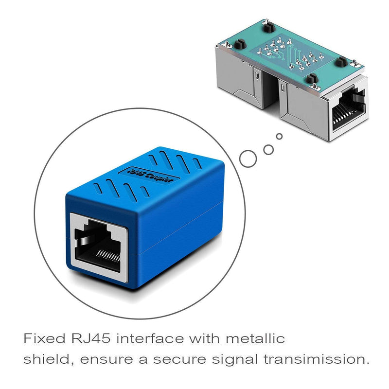 RJ45 Coupler in-Line Cat 7/Cat 6/Cat 5e Ethernet Cable Extender Adapter Female to Female (RJ45 Coupler Blue 6 Pack) 6 PCS