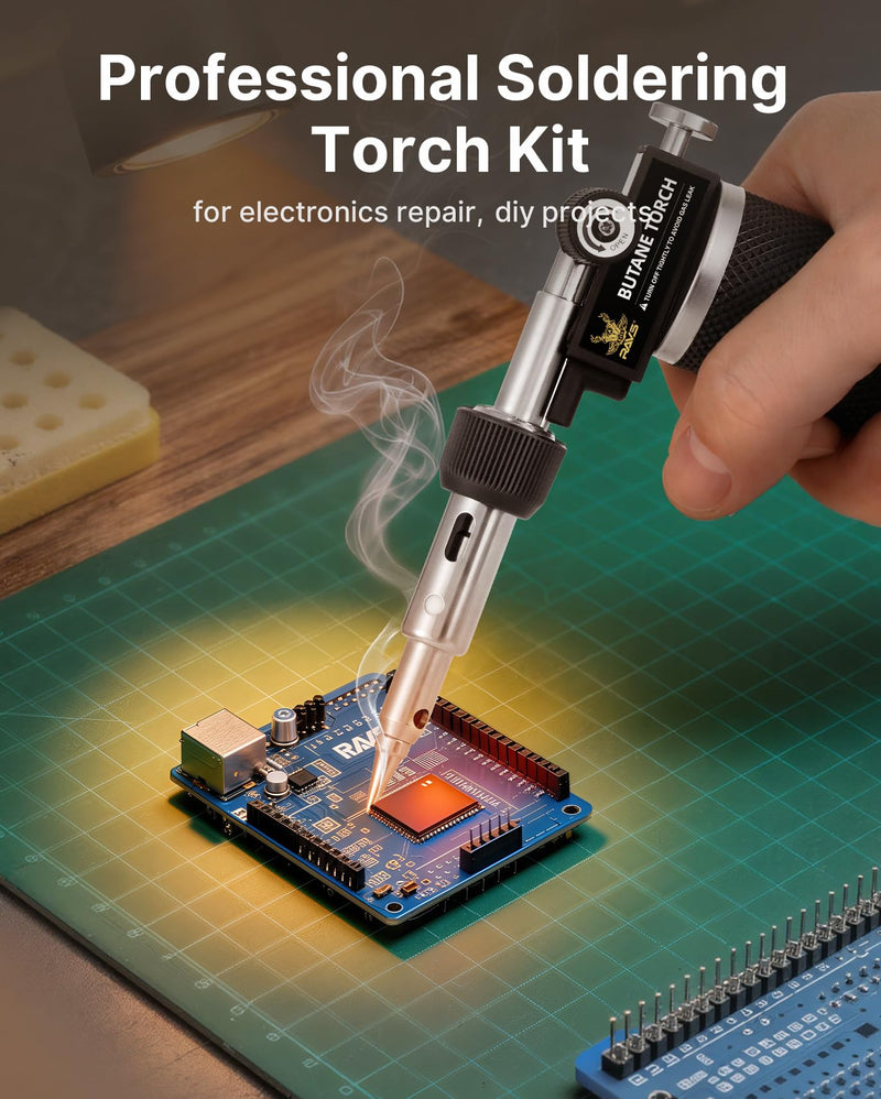 RAVS Butane Soldering Iron Kit Cordless, 14-Piece Multi-Function Butane Torch Kit, Portable Brazing Torch with Adjustable Flame, Without Butane Fuel, Unique Gifts for Men Women Husband RBT600
