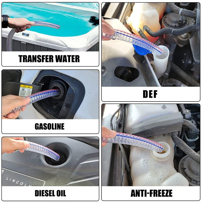8.2FT 5/8" Heavy Duty Siphon Hose - Gerguirry Self-Priming Jiggler Pump for Boats, ATVs & Tractors Copper Nipple w/Metal Buckle, Fuel Transfer Tube for Gasoline Fuel Gas 1*8.2FT*5/8"ID