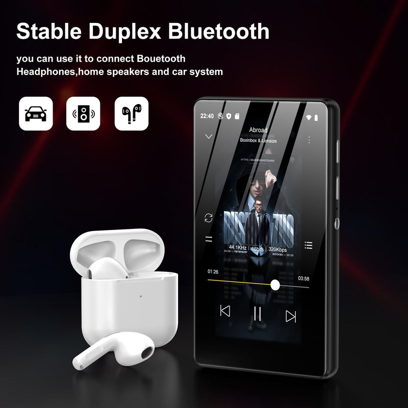 80GB MP3 Player with Bluetooth and WiFi - M503Pro Music Player with Spotify,Pandora,Amazon Music, 4.0-inch Touch Screen Android MP4 MP3 Player for Kids with Libby,Audible,Spotify Kids,FM Radio Black-80GB