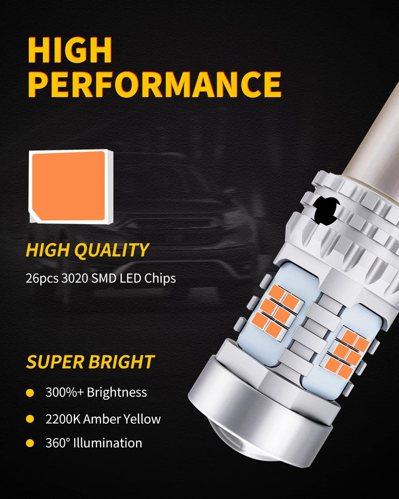 AUXLIGHT 7507 1156(150°) BAU15S LED Bulbs Extremely Bright PY21W 12496 7507AST 2641A Replacement for Turn Signal Lights, 2200K Amber Yellow (Pack of 2) 7507/BAU15S