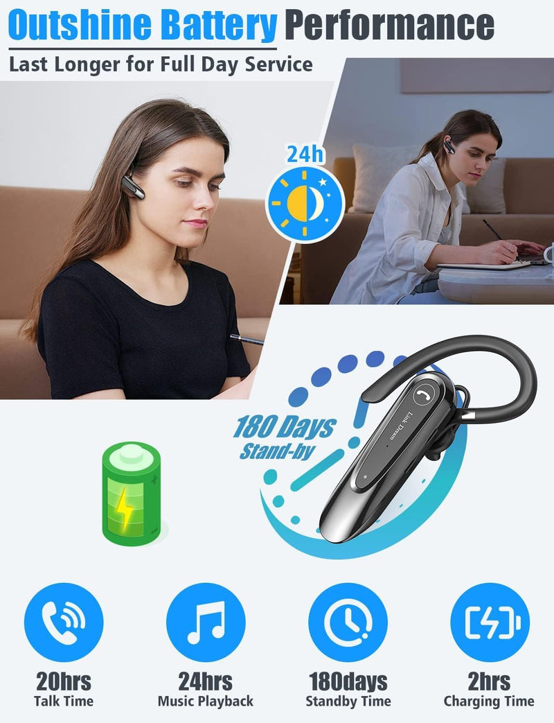 Link Dream 2 Pack Bluetooth Earpiece for Cell Phone with Mute
