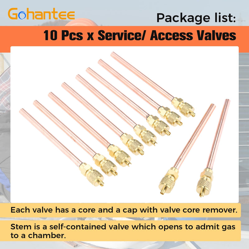 10PCS Access/Service Valve 1/4'' SAE x 1/4'' OD x 4'' Stem Core AC Refrigeration