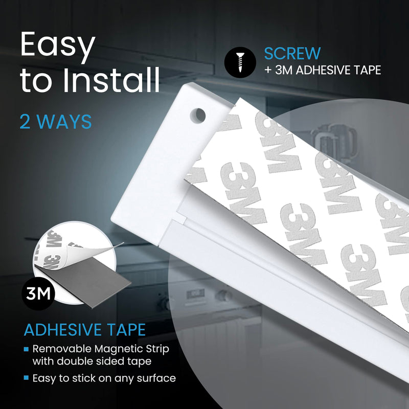 EShine 3 Pack 7 inch White Smart Dimmable LED Under Cabinet Lighting Kit Compatible with Alexa, Google - Cool White (6000K) Cool White (6000K)