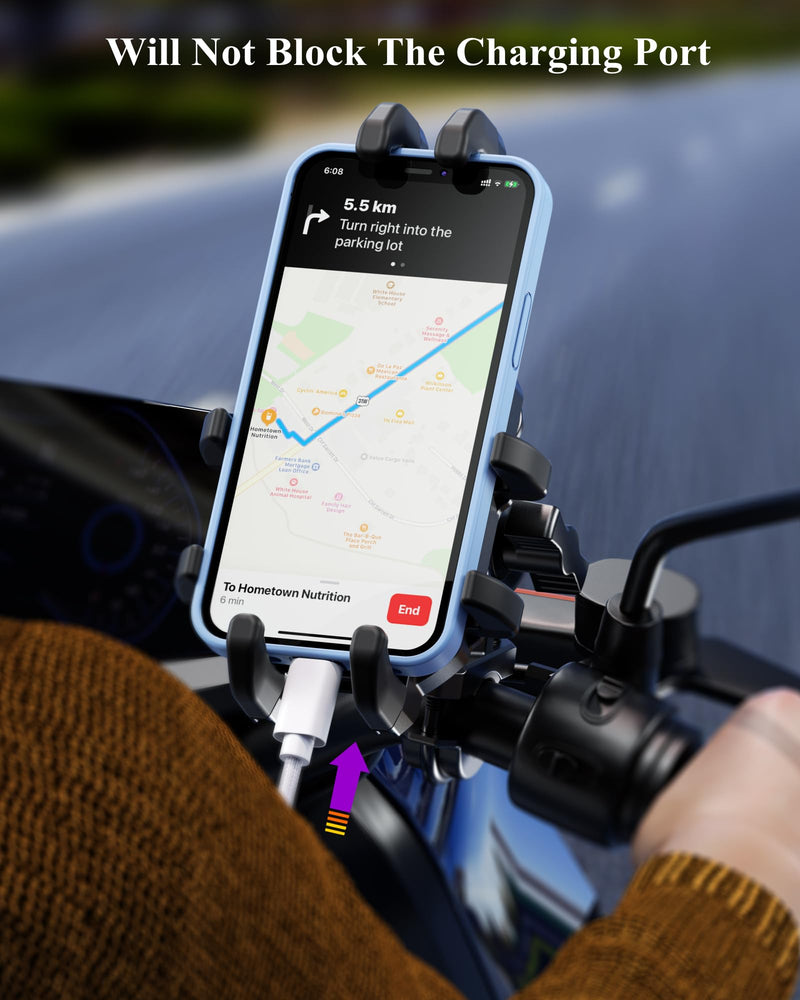 BRCOVAN 1'' Ball Phone Mount Holder with Vibration Dampener, Compatible with RAM Mounts B Size Double Socket Arm, Adjustable Heavy Duty for Bike Motorcycle Scooter ATV UTV, Fit 5.4-6.9'' Cellphone