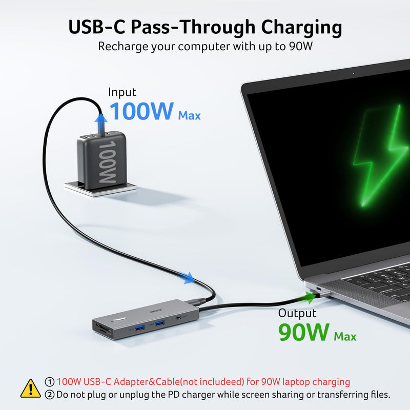 Acer USB-C Docking Station Dual Monitor, 9-in-1 Laptop Dock with 2 HDMI | Laptop Docking Station with 4K@60Hz HDMI, USB A&C 3.0, SD/Micro SD, 100W PD Compatible with Acer/Dell XPS/HP/Mac (0.65FT) 0.65FT