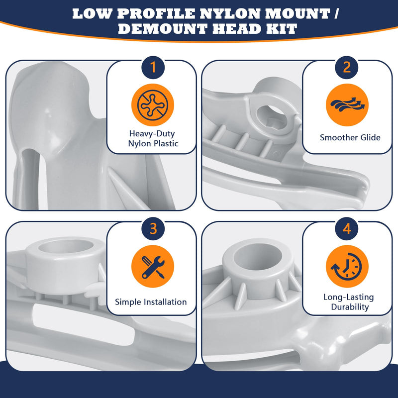 IWIWE Low Profile Nylon Mount/Demount Head Kit Replacement for Coats Tire Changer Machine for Low Profile Tires Duck Head Part# TC184432 8184432 (Grey-2Pack)
